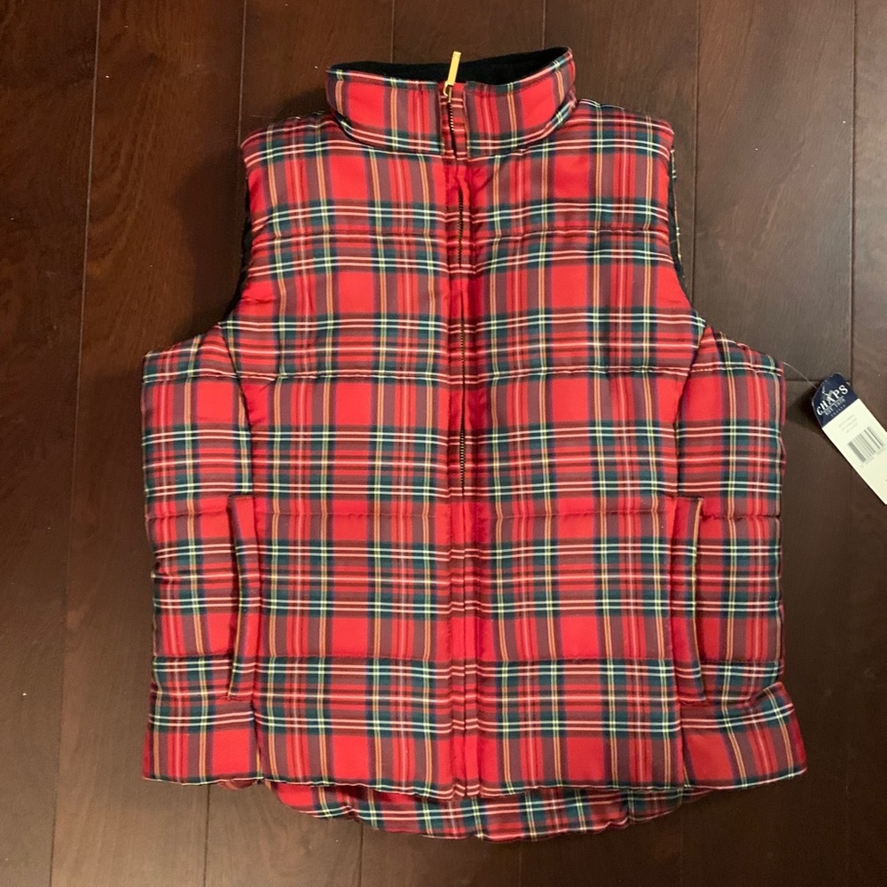 Chaps Ralph Lauren Women’s Red Plaid Vest NWT LP